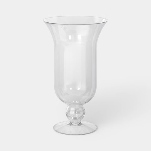 Tall glass footed vase - glass,
